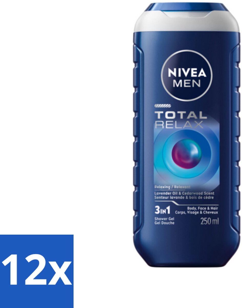NIVEA MEN - Douchegel - Total Relax - 250 ml - Voordeelverpakking - 12 stuks