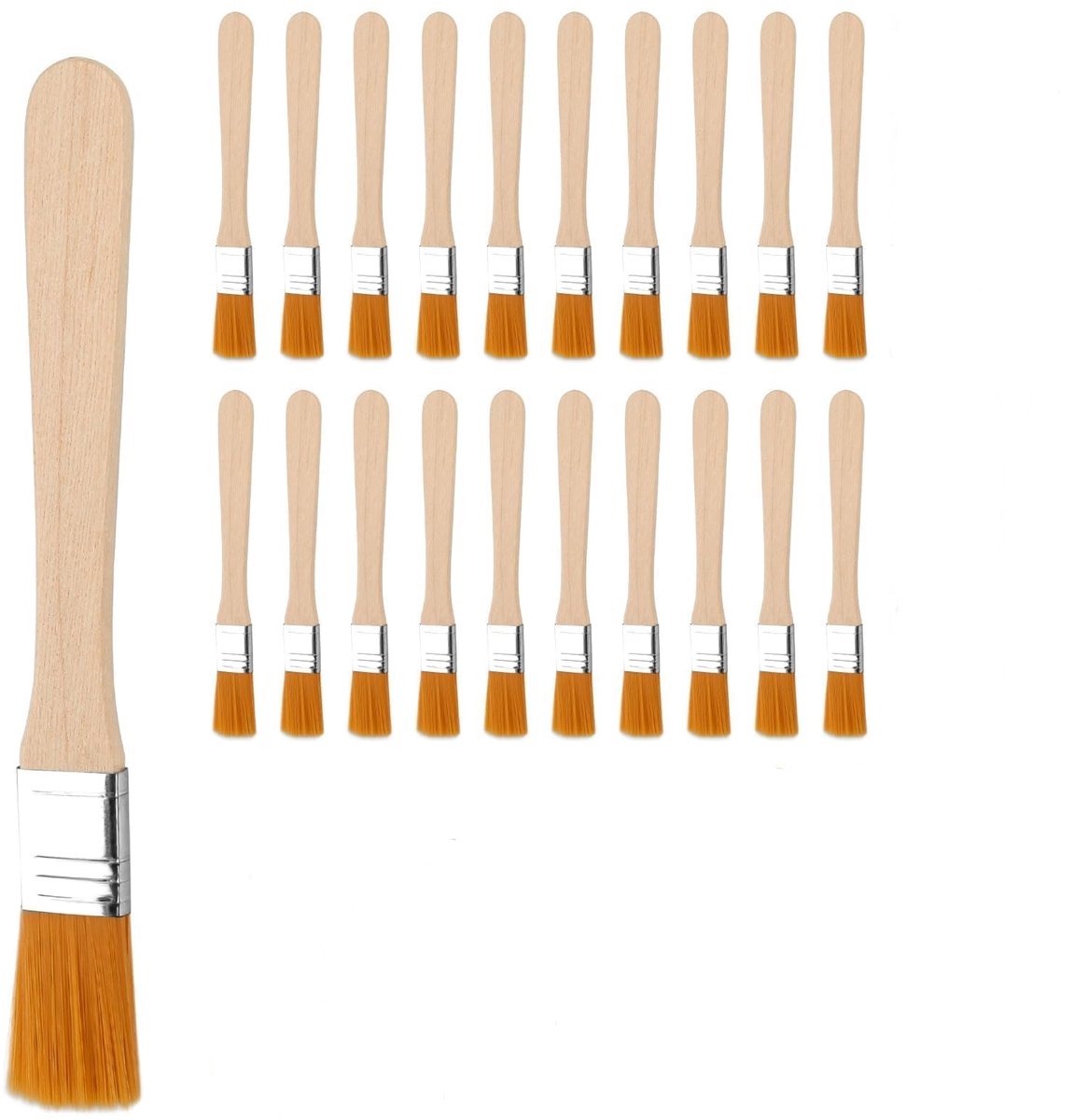 Ynkkvre - Set van 20 kleine kwasten met borstelharen, 13,7 cm platte kwasten, kwasten, raamkwasten met houten handvatten voor verf, kunstbenodigdheden, schilderen, doe-het-zelf schilderen van muren