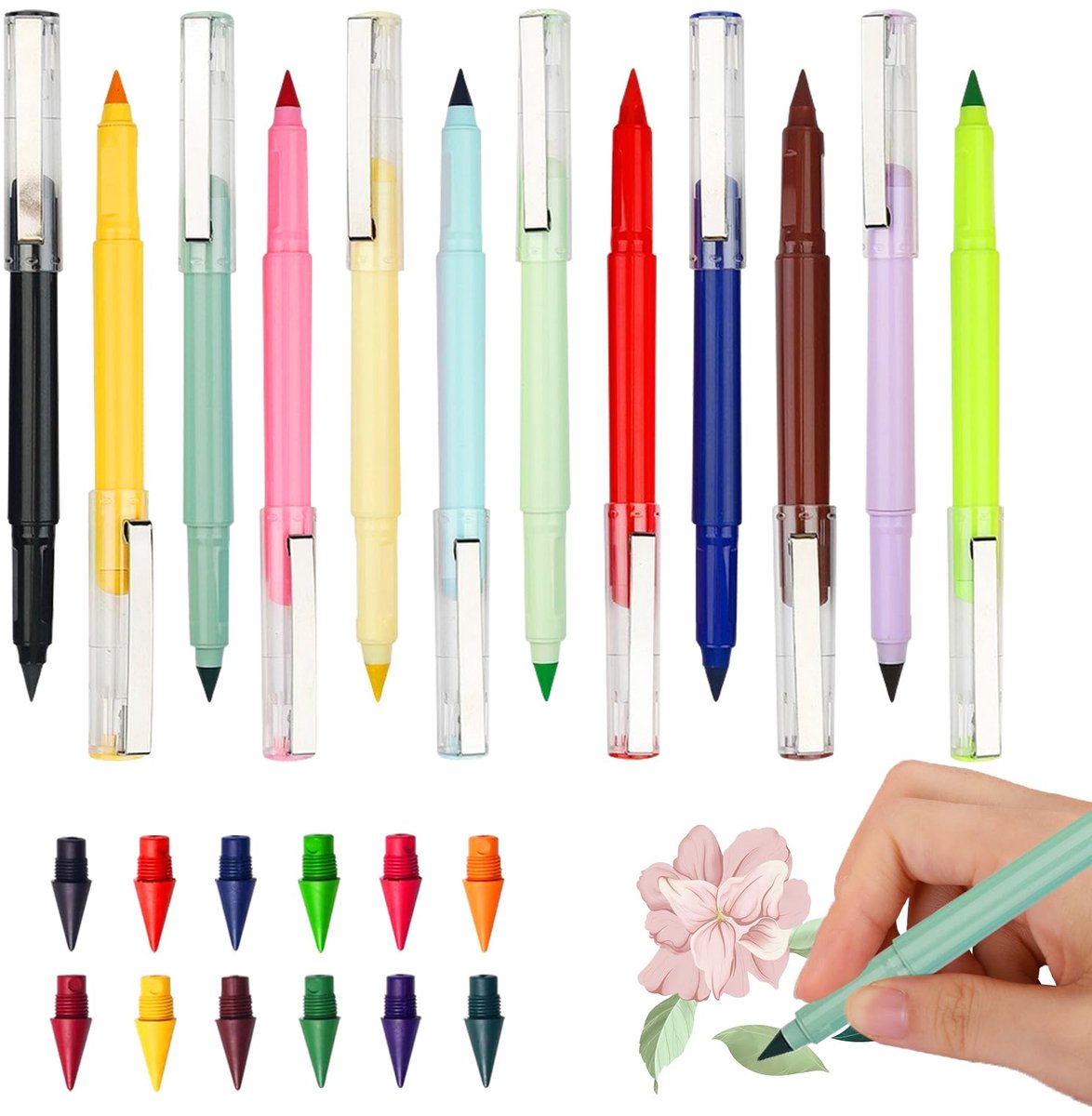 IMPERATORIS® Acrylstiften & Acrylmarkers Set - DIY Acrylverf Kit - Kleuren op Nummer voor Volwassenen - Pen & Marker Penselen Kit - 12 Stuks