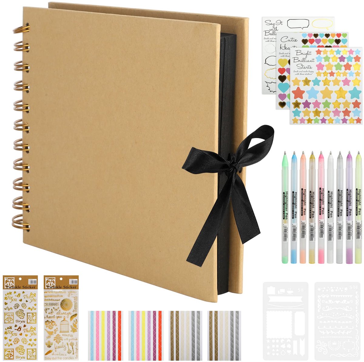 IMPERATORIS® Fotoboek/Plakalbum/Plakboek/Gastenboek/Scrapbook XL Set - DIY Cadeau Fotoalbum 60 Seiten - Khaki