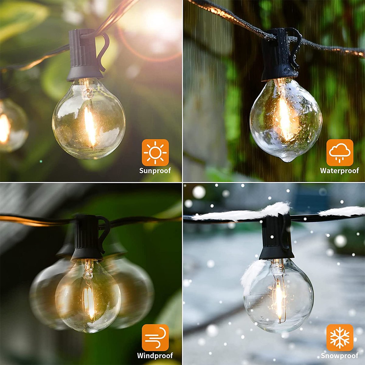 Lynexa G40 - Lichtsnoer Buiten - 30m - 50 LED Warm Wit 2700K - Kerstverlichting voor Buiten - IP44 Waterdicht - Energiezuinig - Koppelbaar - Dimbaar met Afstandsbediening - Sfeervolle Winter Prikkabel - Tuinverlichting - 4 Extra Lampjes – foto 2