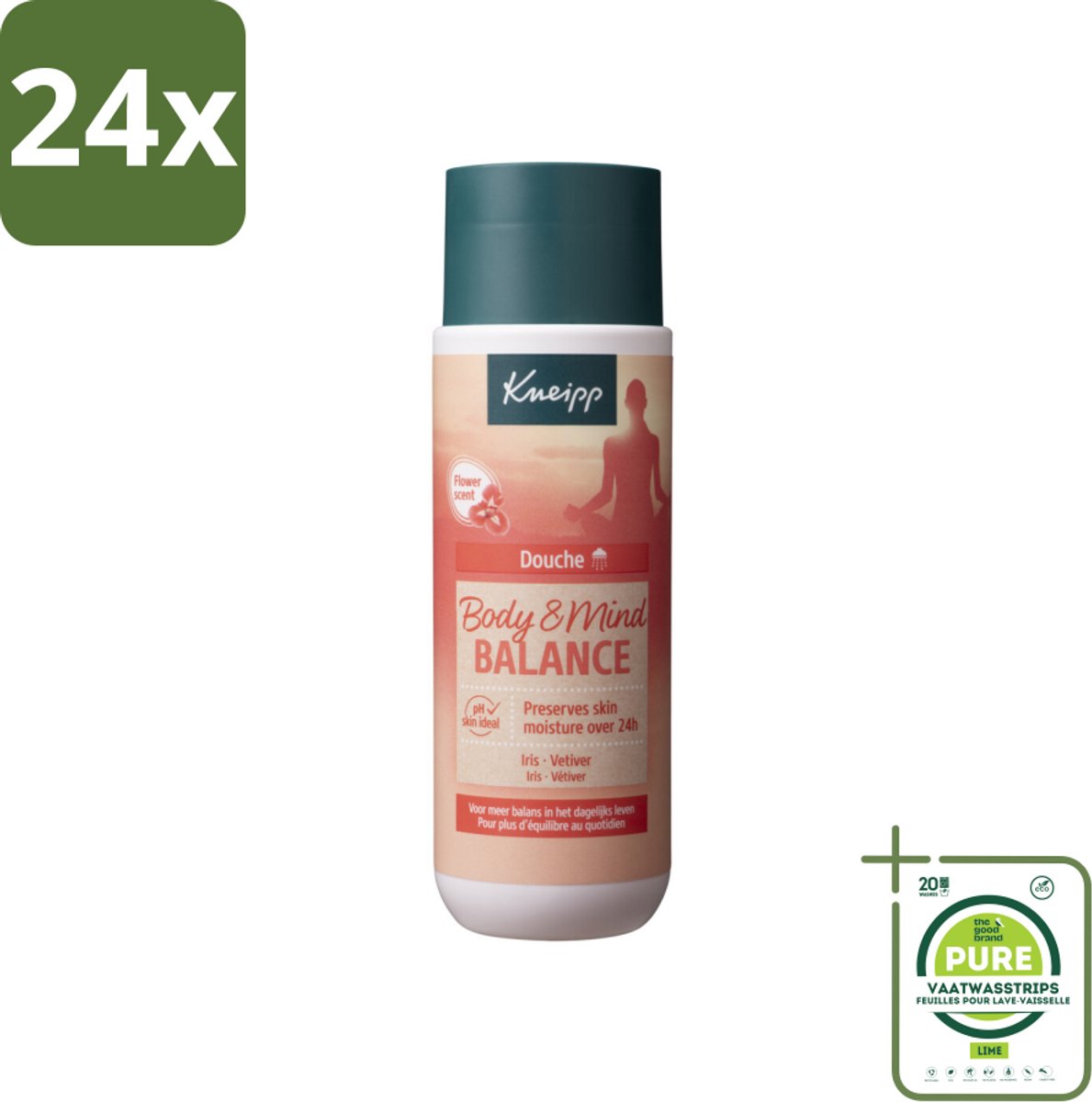 Kneipp - Douchegel - Body & Mind Balance - 200 ml - Voordeelverpakking - 24 stuks - Douchegel - Iris