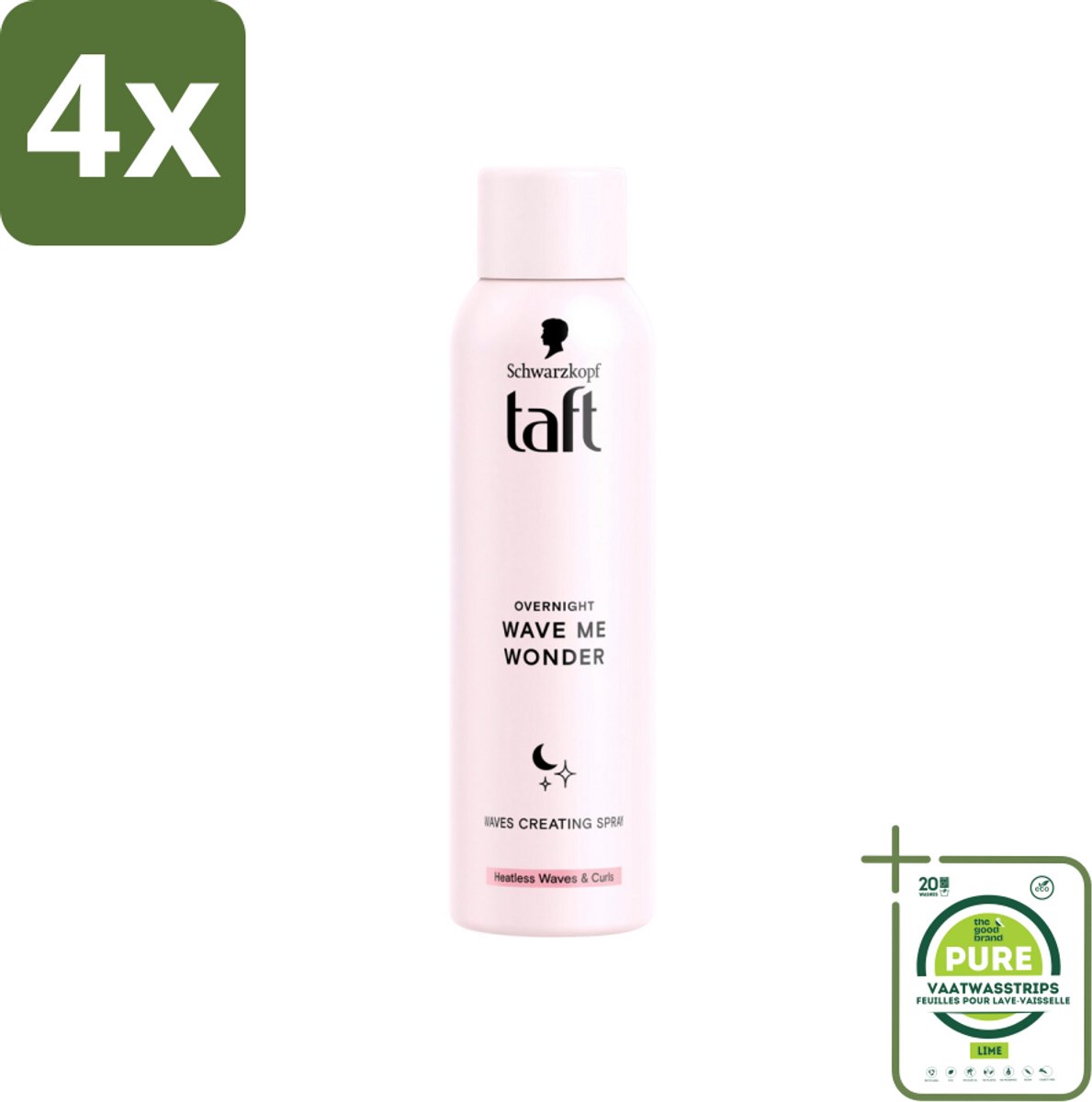 Taft - Waves Creating Spray - Overnight - Natuurlijk ogende waves - 150 ml - Voordeelverpakking - 4 stuks - Golven in je haar - Overnight curls
