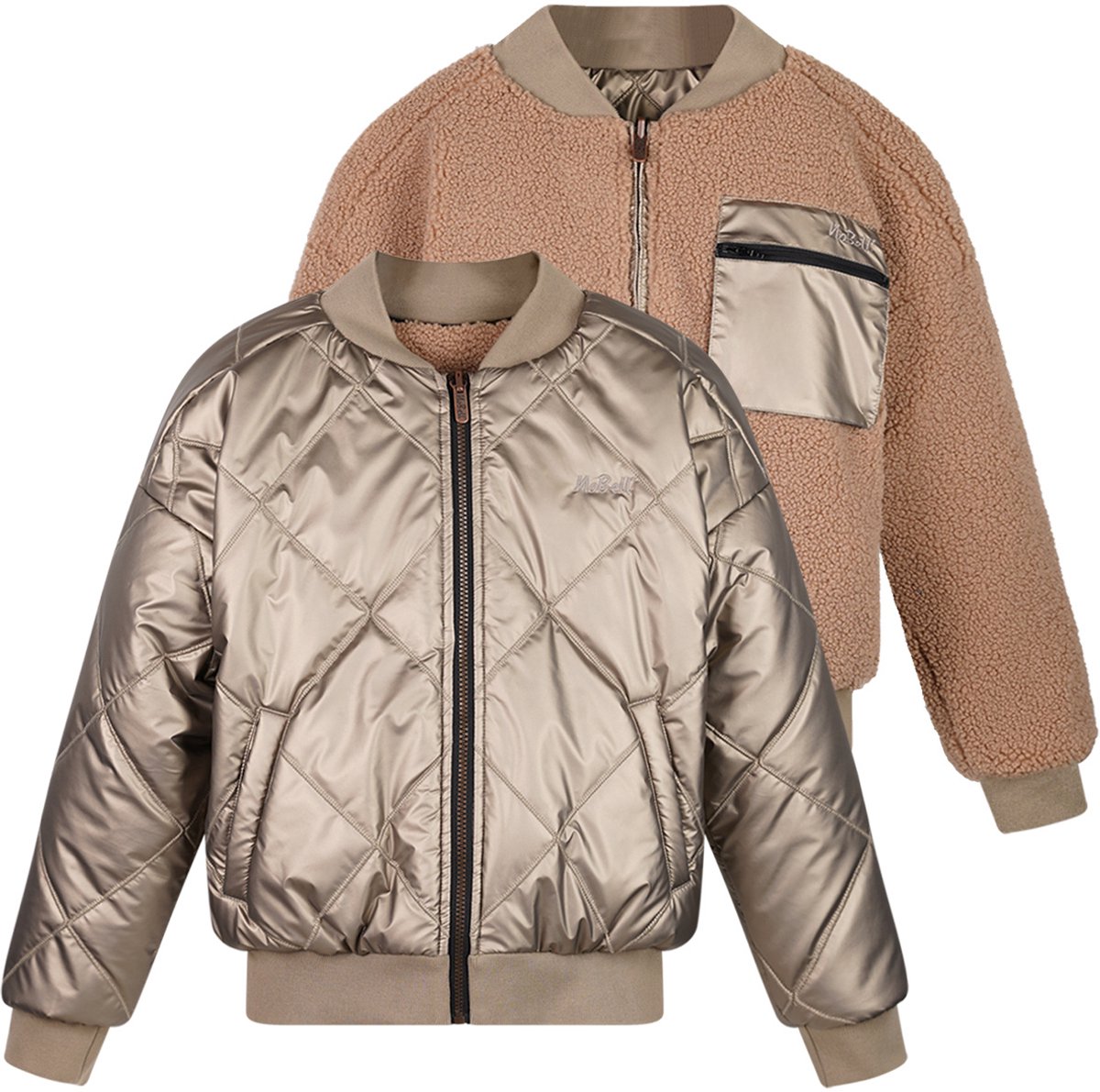 NoBell' - Bomber Reversible Bomber Jacket with hidden hood - Bruin - Maat 158-164