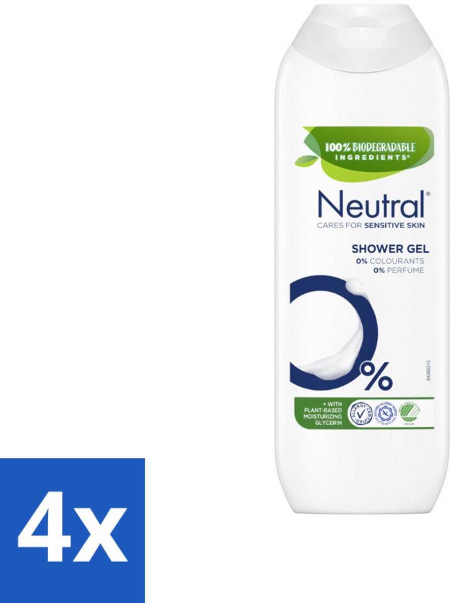 4 x Neutral - Douchegel - Gevoelige huid - Parfumvrij - 250 ml - Douchegel - Parfumvrije Douchegel - Gevoelige Huid - Douchegel Voor Gevoelige Huid - Biologisch Afbreekbare Douchegel