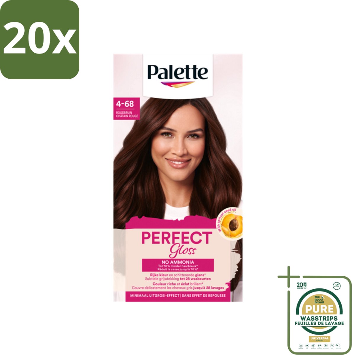20 x Palette - Haarverf - Perfect Gloss 4-68 Red Brown - Grootverpakking - Koffiezetapparaat