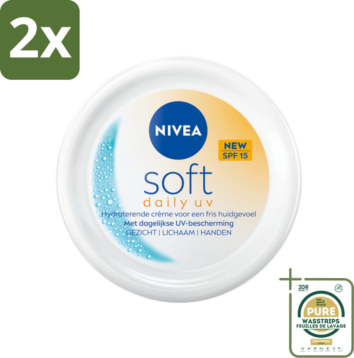 NIVEA – Bodycrème – Soft Daily UV SPF 15 – 250 ml - Voordeelverpakking - 2 stuks - SPF 15 - UV-filter