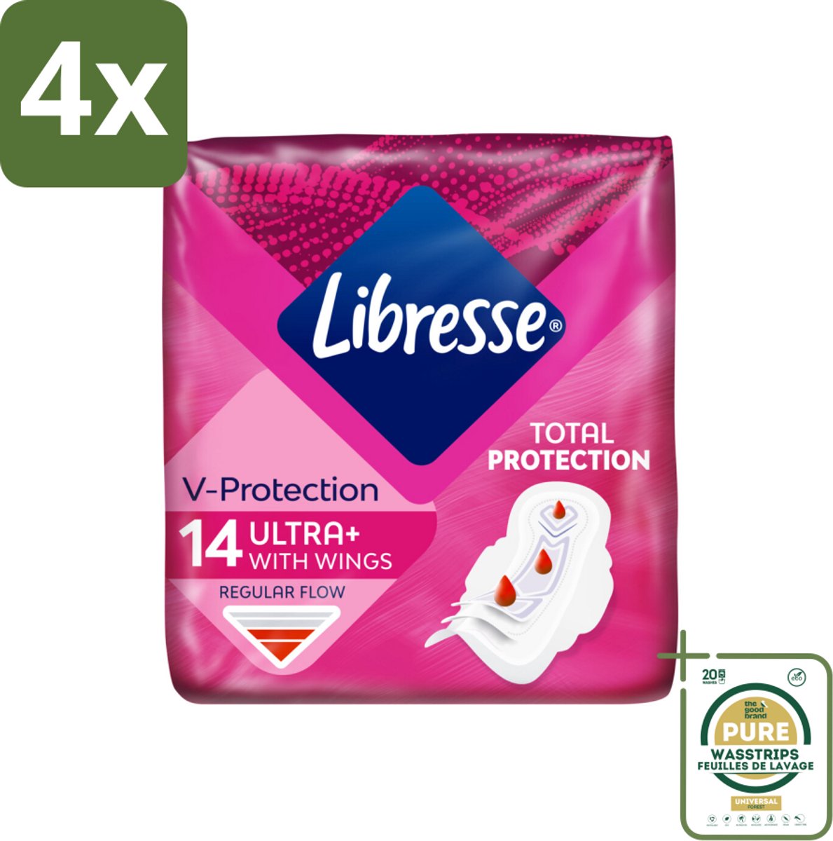 Libresse – Inlegkruisjes – Invisible Normal Clip – Discreet en flexibel – 14 Inlegkruisjes - Voordeelverpakking - 4 stuks - Onzichtbaar - Flexibel