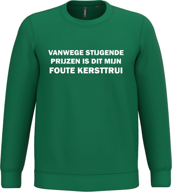 Kersttrui Vanwege Stijgende Prijzen | Foute Kersttrui heren dames | Christmas Sweater | Groen | maat XS