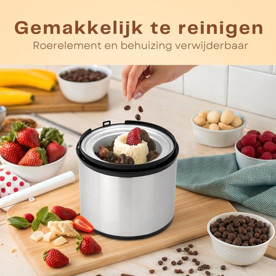 IJsmachine 1,8 Liter - Voor roomijs, frozen yoghurt & sorbet - Digitaal display met timer - Automatische ijsmaker — afbeelding 2
