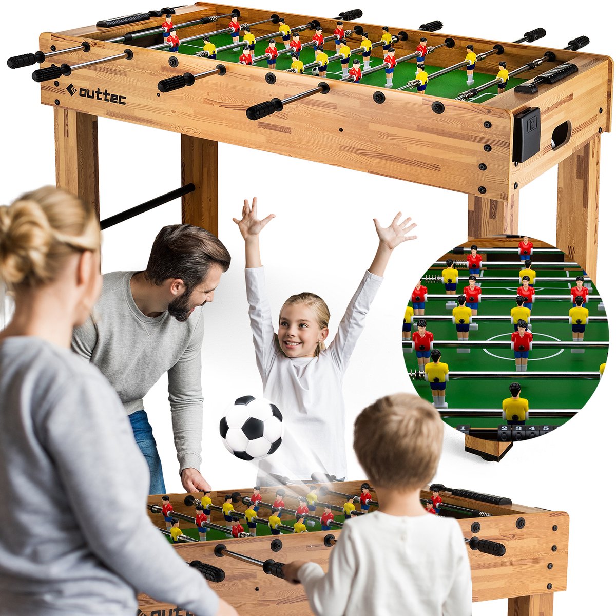 Outtec® Tafelvoetbal, Voetbaltafel, Tafelvoetbalspel, Tafelvoetbaltafel, Tafel Voetbal - 22 Spelers - Doelteller - 2 Ballen - voor Kinderen en Volwassenen - 139 x 60 x 80 cm