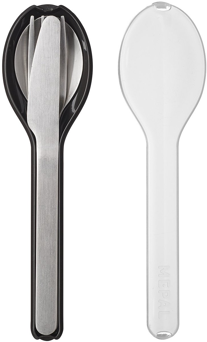 Mepal - Ellipse bestekset 3-delig - Mes, vork en lepel - RVS - Nordic black
