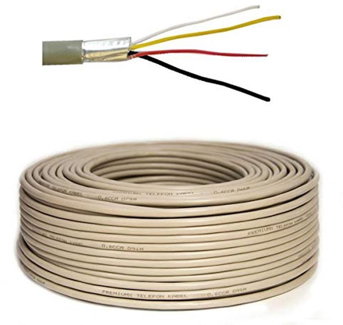 Telefoonkabel 25 m - 4 Geleiders, Voor Binnen en Buiten, Aluminium Afscherming