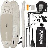 VirtuFit Supboard Cruiser 305 - Sand Beige - Stand Up Paddle Board - Supboard Opblaasbaar - Voor beginners en gevorderden - Met kajak zitje, accessoires en draagtas - Anti-slip oppervlak - Verstelbare peddel - Max. 180 kg