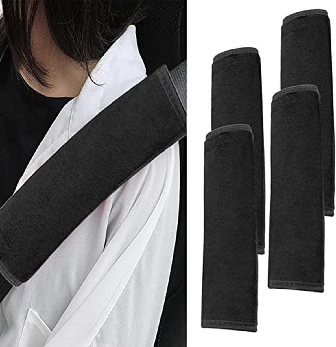 Gordelkussens voor autoriemen en handtassen - Zwart - 4 Stuks