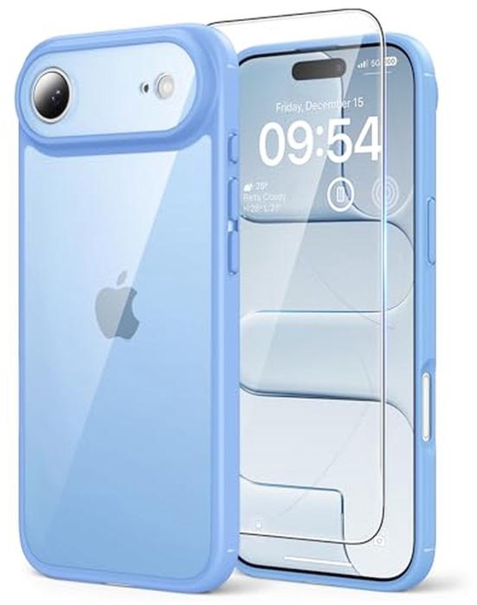 Telefoonzakje voor 6,6 Inch Telefoons met Volledige Camera Bescherming en Schokbestendige Kickstand in Sky Blue
