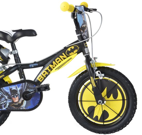 Dino Batman - Kinderfiets 16 Inch - van 4-6 Jaar - met Zijwieltjes - Jongensfiets Zwart van Merkloos — afbeelding 4