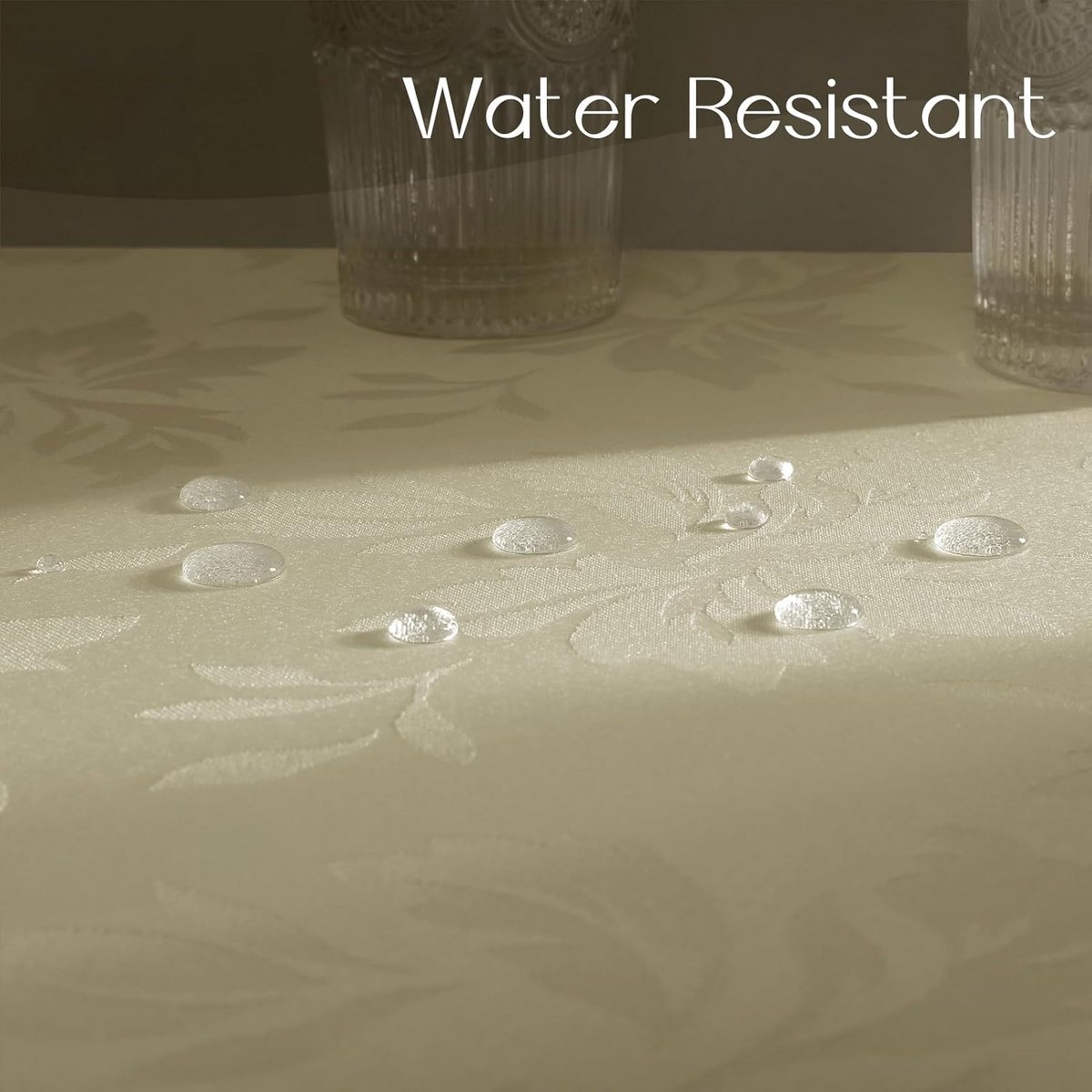 Rond Vuilafstotend Tafelkleed 200 cm - Beige Moderne Jacquard voor Buiten en Feesten