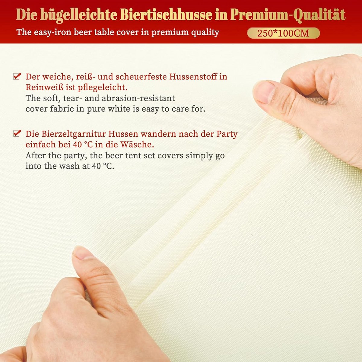 Biertafeltafelkleed 4-pack 100x250 cm Wasbaar Voor 50 cm en 70 cm Tafels