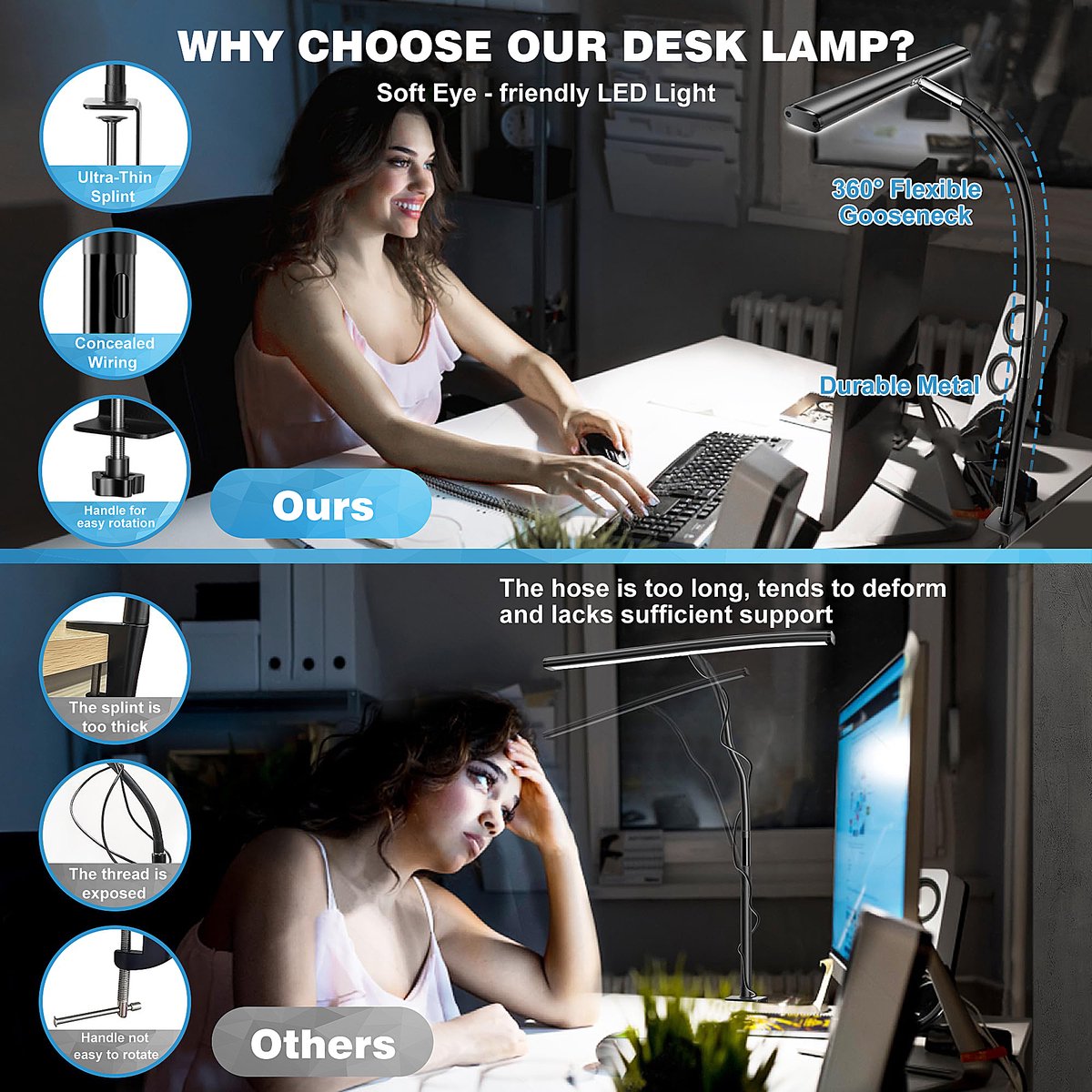 YONO Bureaulamp met Klem - Monitor Lamp thumbnail 5