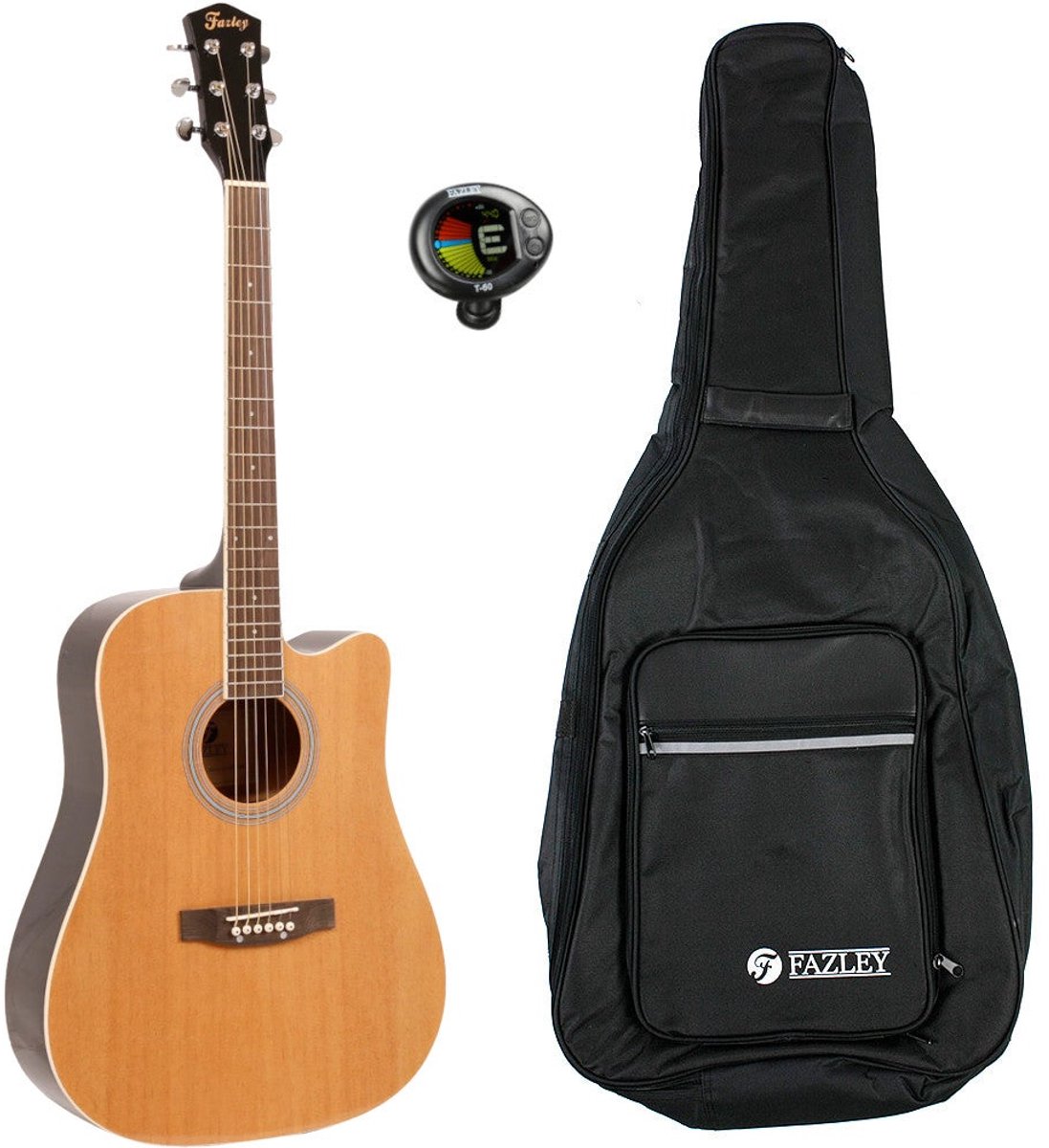 Fazley W40-NT akoestische western gitaar naturel + gigbag + stemapparaat