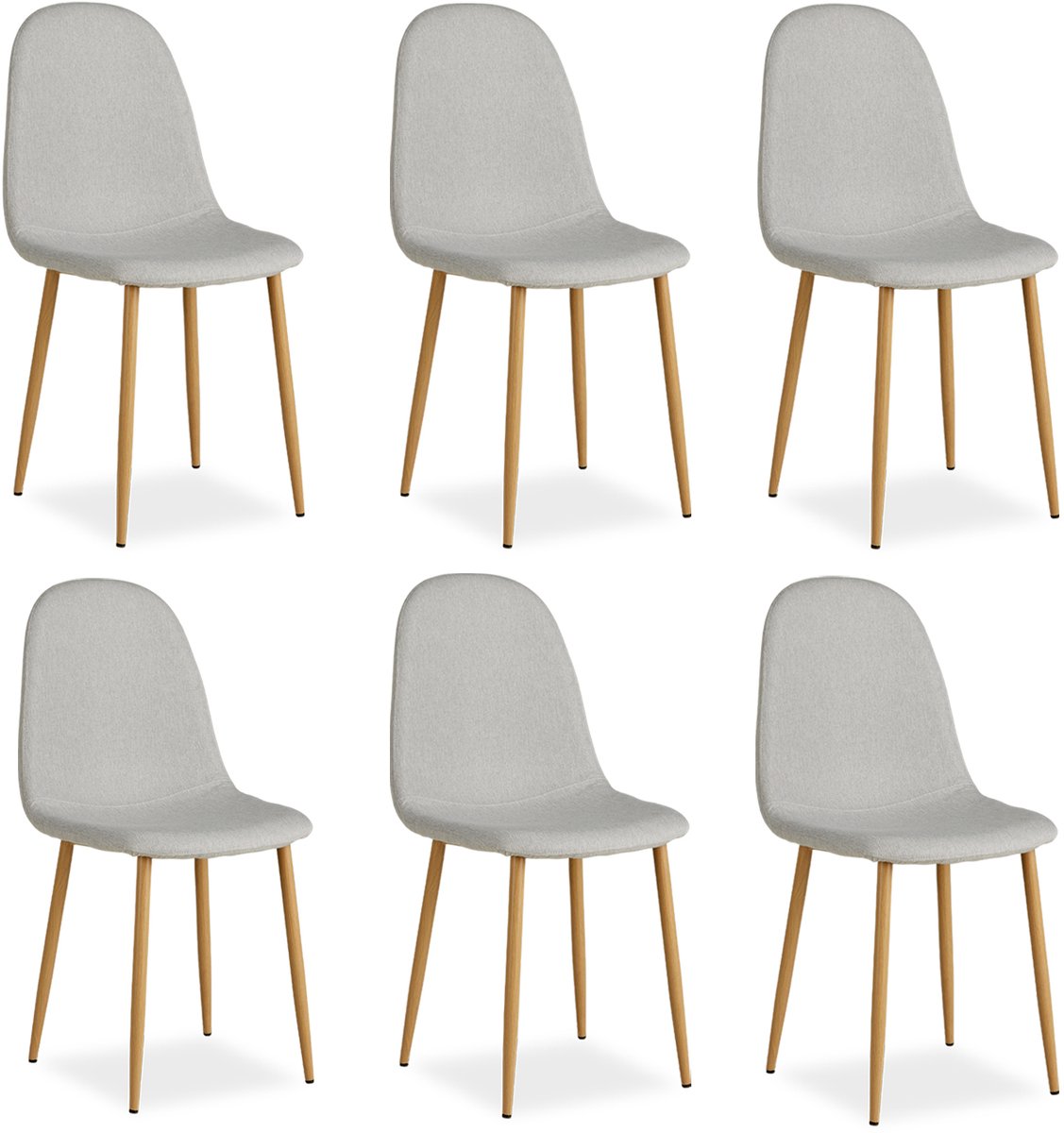 Homestyle4u Eetkamerstoelen van Linnen - 6 Stoelen - Grijs