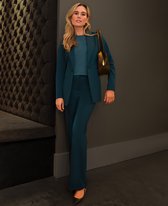 Je m'appelle Travelstof Dames Broek Flared Met stretch - Groen - Maat S