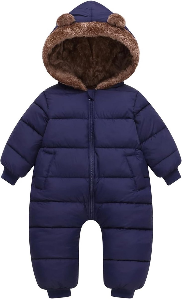 Warm Baby Sneeuwpak Winter Overall Fleece Gevoerd Romper 6-24 Maanden