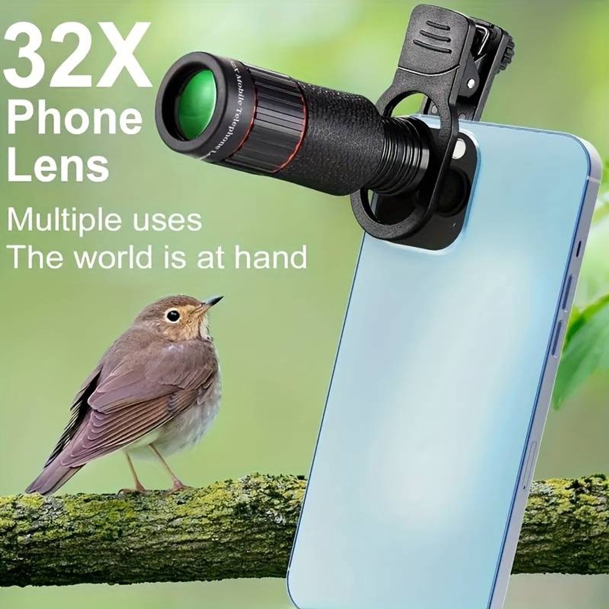Ultraheldere 32x zoomlens voor mobiele telefoons, compact en draagbaar, compatibel met de meeste smartphonemodellen, waardoor het een onmisbare keuze is voor vogelaars, concerten, sportevenementen en liefhebbers van buitenfotografie.