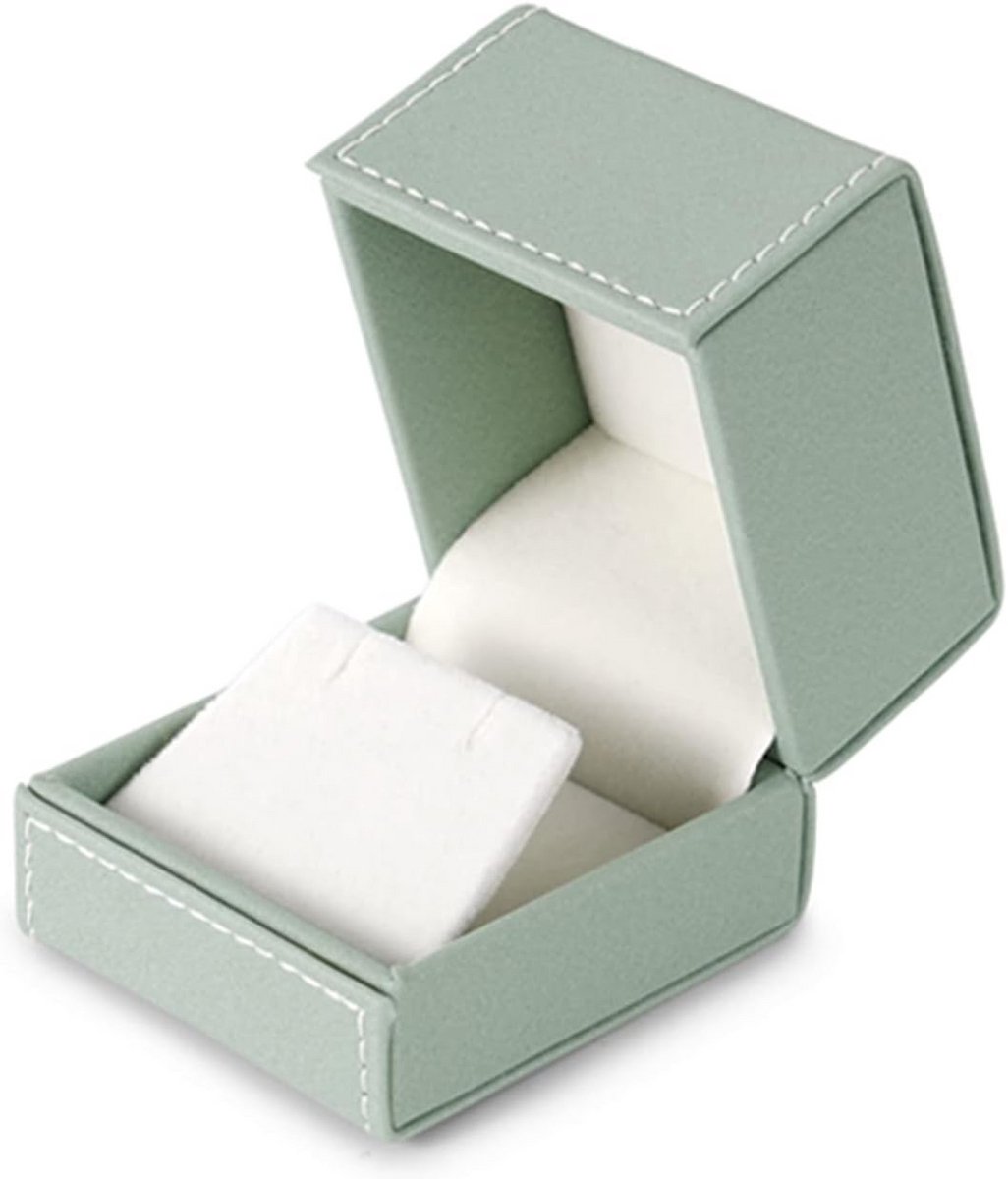 Luxe Ringendoosje Groen Mat Leer voor Verloving en Bruiloft