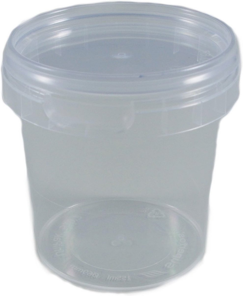 Universele kunststof doos met deksel - 40 stuks, rond, Ø 69 mm, 155 ml
