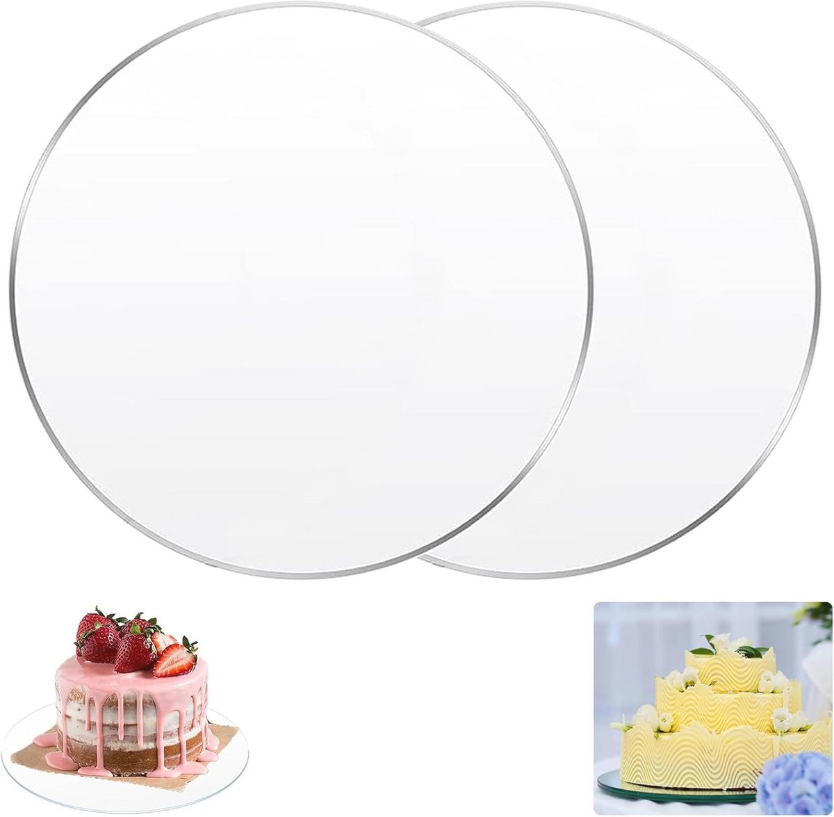 Transparante Acryl Taartborden - Set van 2 - Ø 25 cm - Taartplateau voor Cake en Bakken