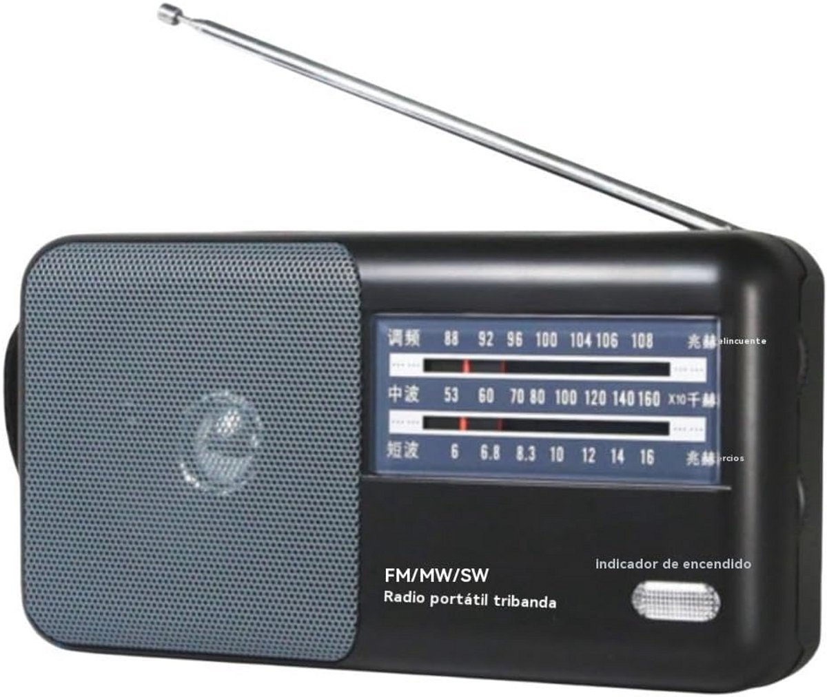 Draagbare 3-bands radio met sterke luidspreker voor binnen en buiten