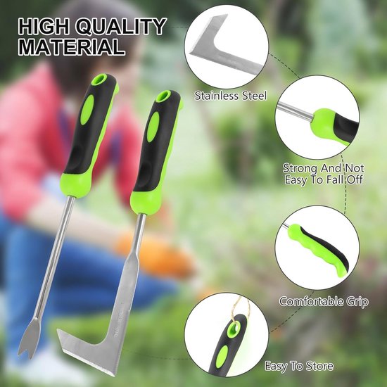 Onkruidkrabber met Steel en Handgreep - 2 Stuks Handonkruidstekers voor Efficiënt Tuinonderhoud van Simply Natural — afbeelding 2