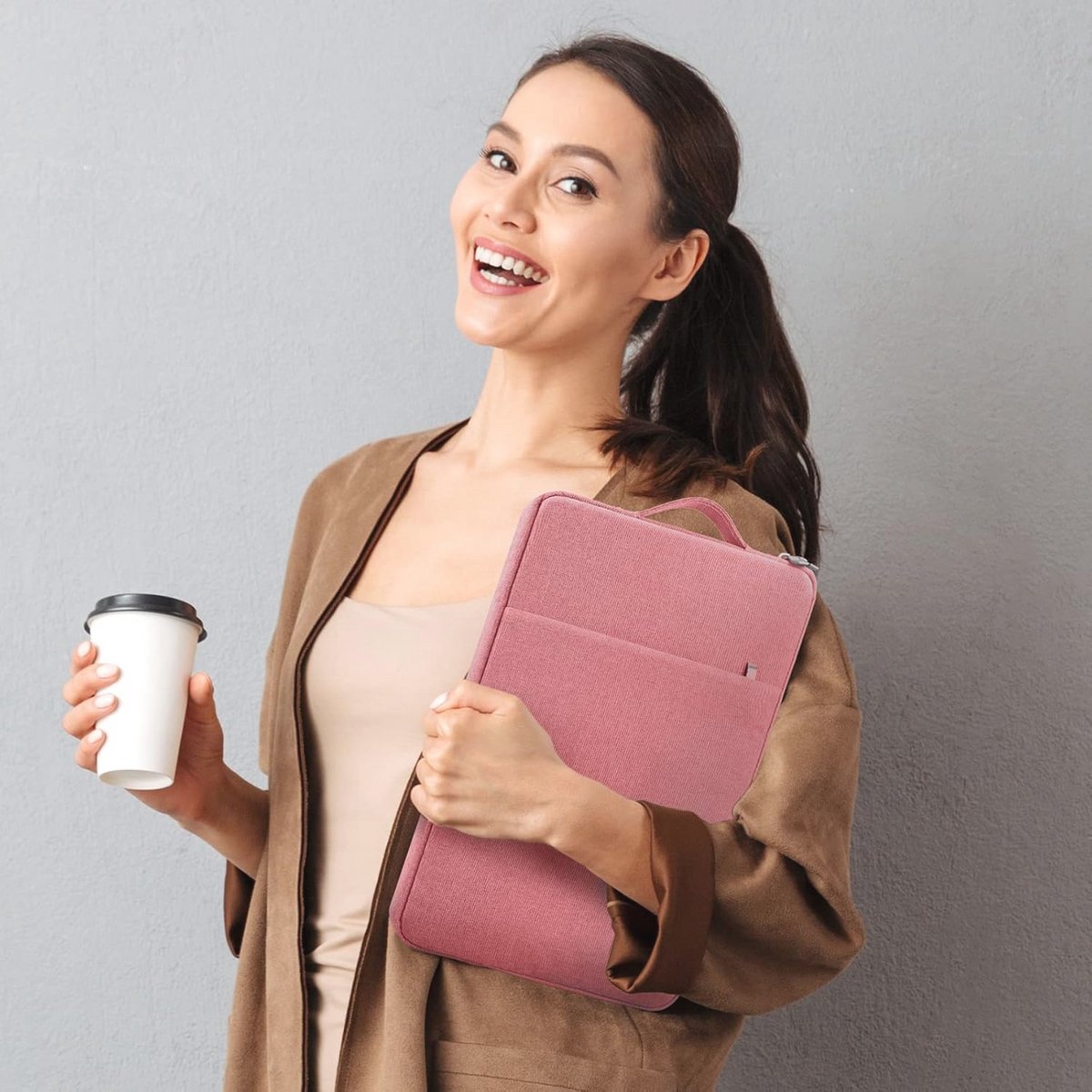 Laptophoes 15,6 inch - Sleeve Bag met Handvat voor Notebook en Chromebook - Roze