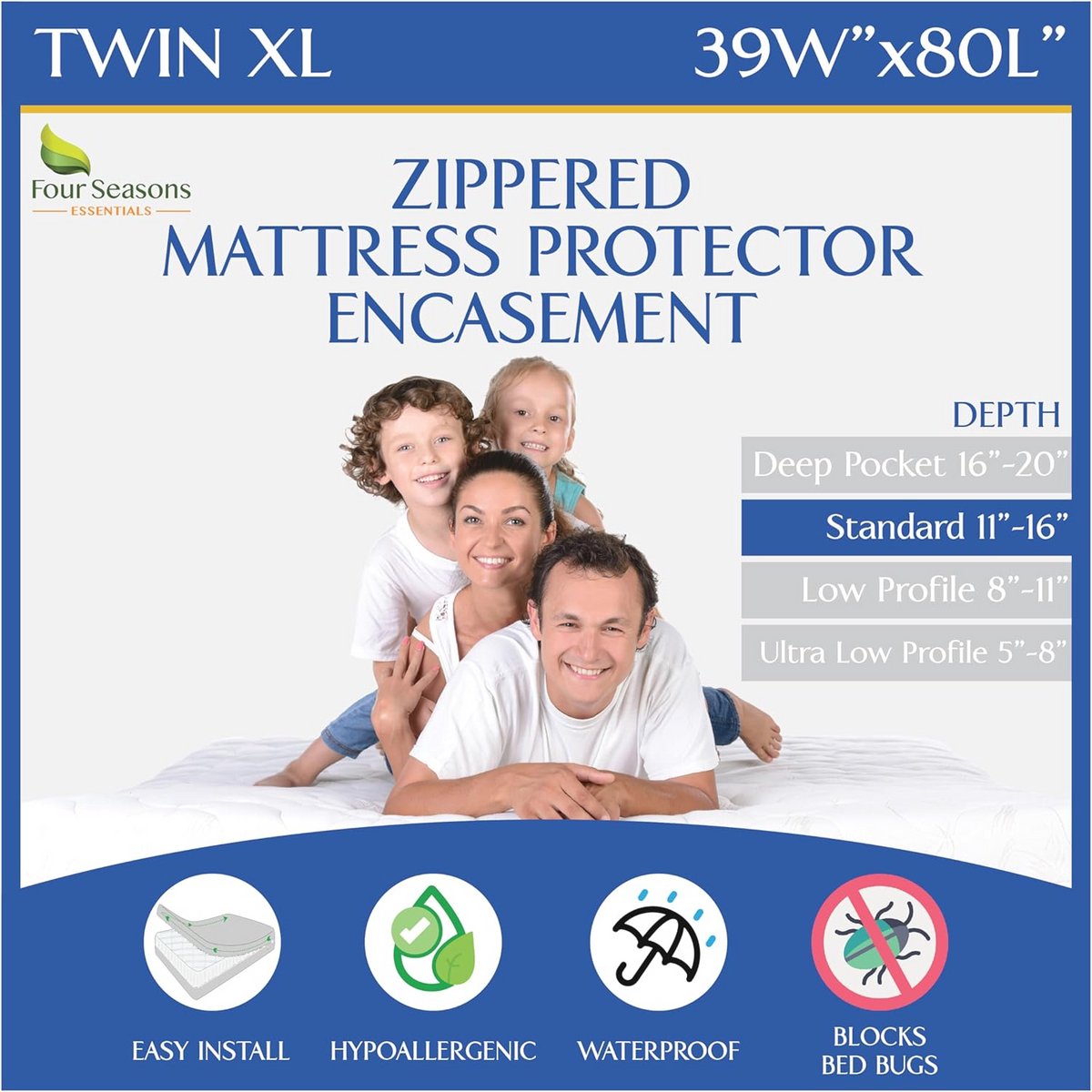 XL Matrasbeschermer met Ritssluiting - Waterdicht en Hypoallergeen voor Twin Bed
