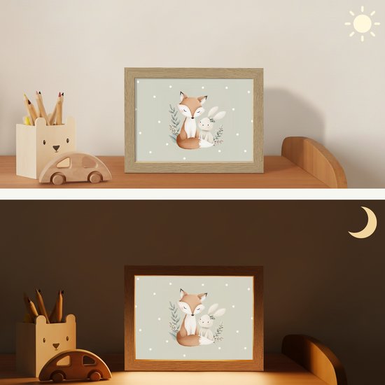 Nachtlampje 20x15 cm - Kinder lampje - Minimalistisch - Dieren - Bladeren - Stippen - Tafellamp kinderkamer - Slaapkamer lamp - Bedlamp kinderen - Kinderlampje stopcontact - Wandlamp babykamer - Nachtlampjes van Merkloos — afbeelding 4