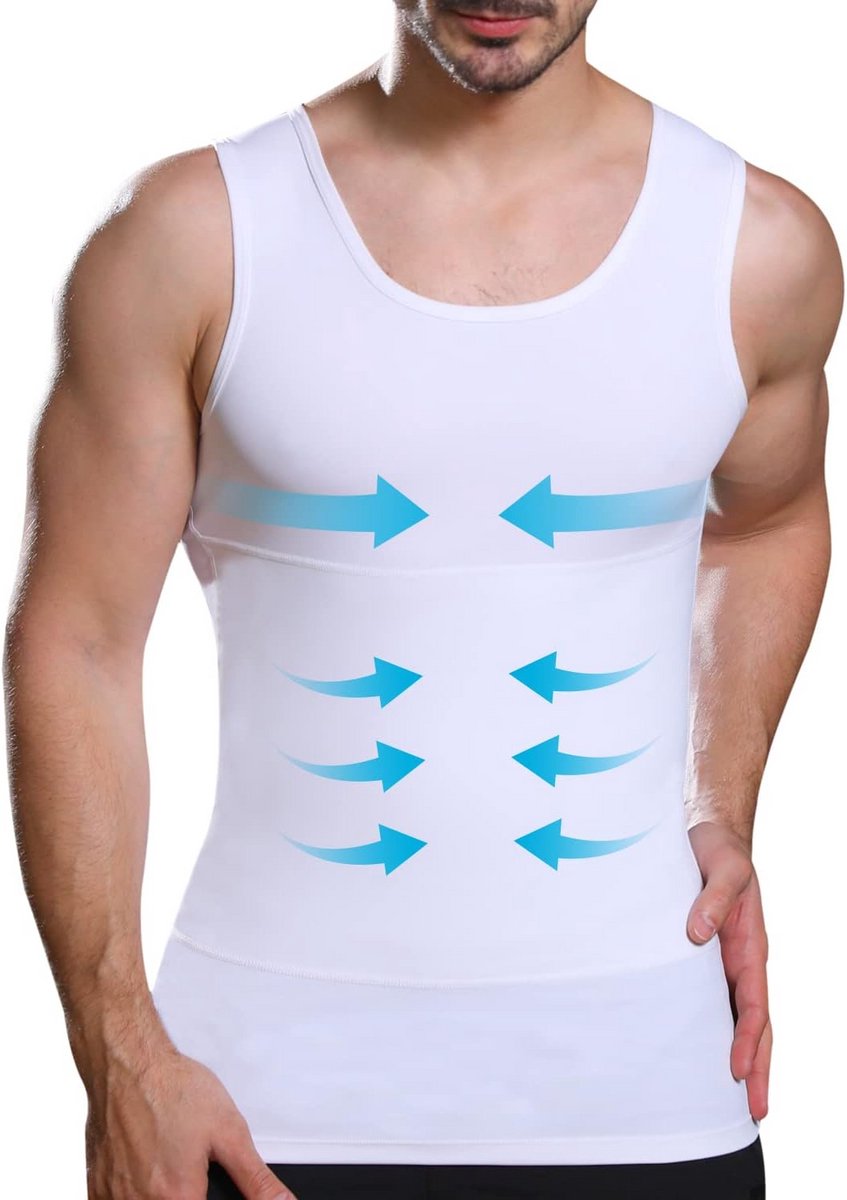 Herenslimmingbodyshapervest, gynecomastiecompressiekleding, buikcontrole onderhemden - verander in seconden