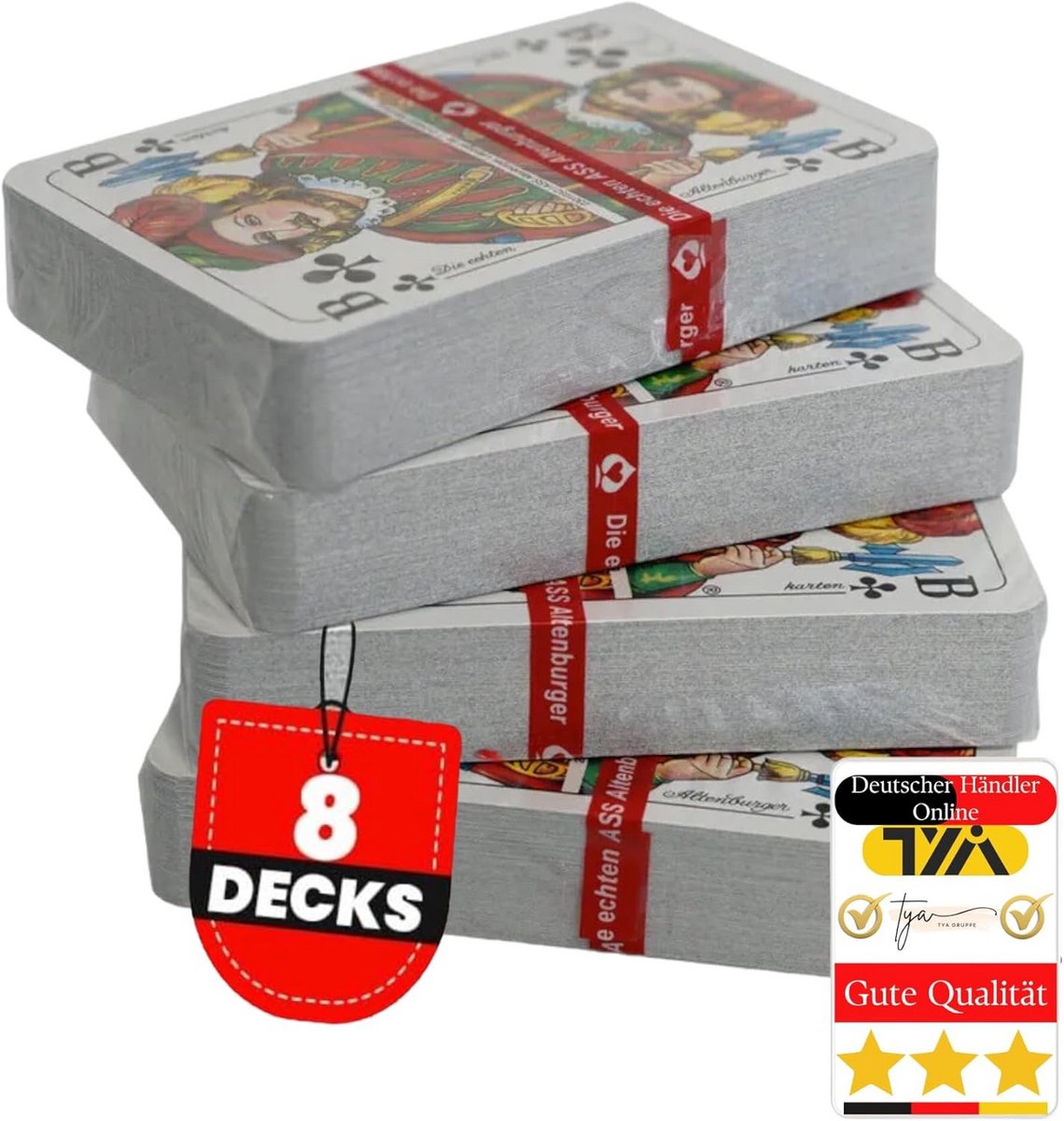 Speelkaarten Set Professionele Kwaliteit - 8 Deck Kaartspel in Rood en Blauw voor Poker, Bridge, Rommé en Meer