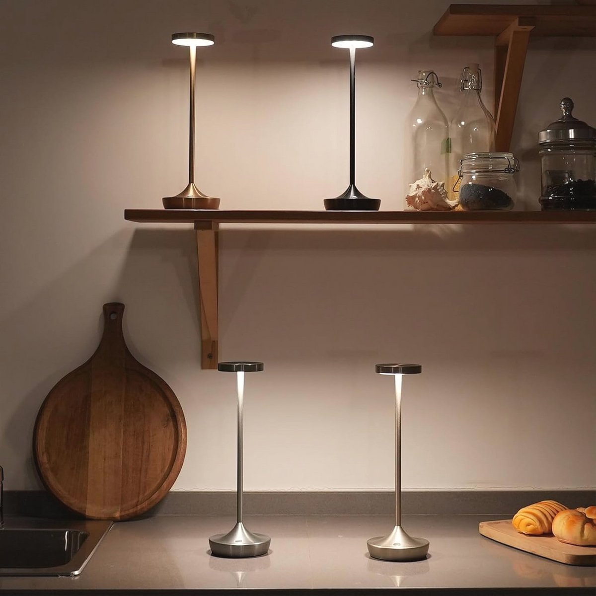 Draadloze Oplaadbare LED Tafellamp - 2 Stuks, Waterdichte Bureaulampen met Touch Dimfunctie en 3 Kleuren voor Buiten en Thuis — cadeau in Wonen & Interieur - foto 6