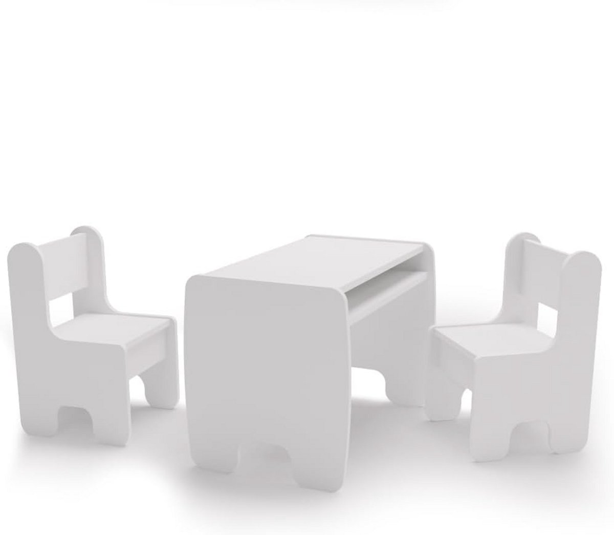Kindertafel met 2 Stoelen Witte Set voor Kinderkamer