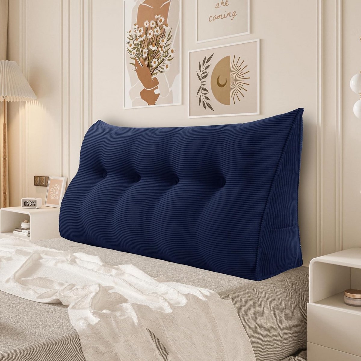 Groot Driehoekig Rugkussen voor Bed en Bank - Ergonomische Leunstoel met Wasbare Hoes