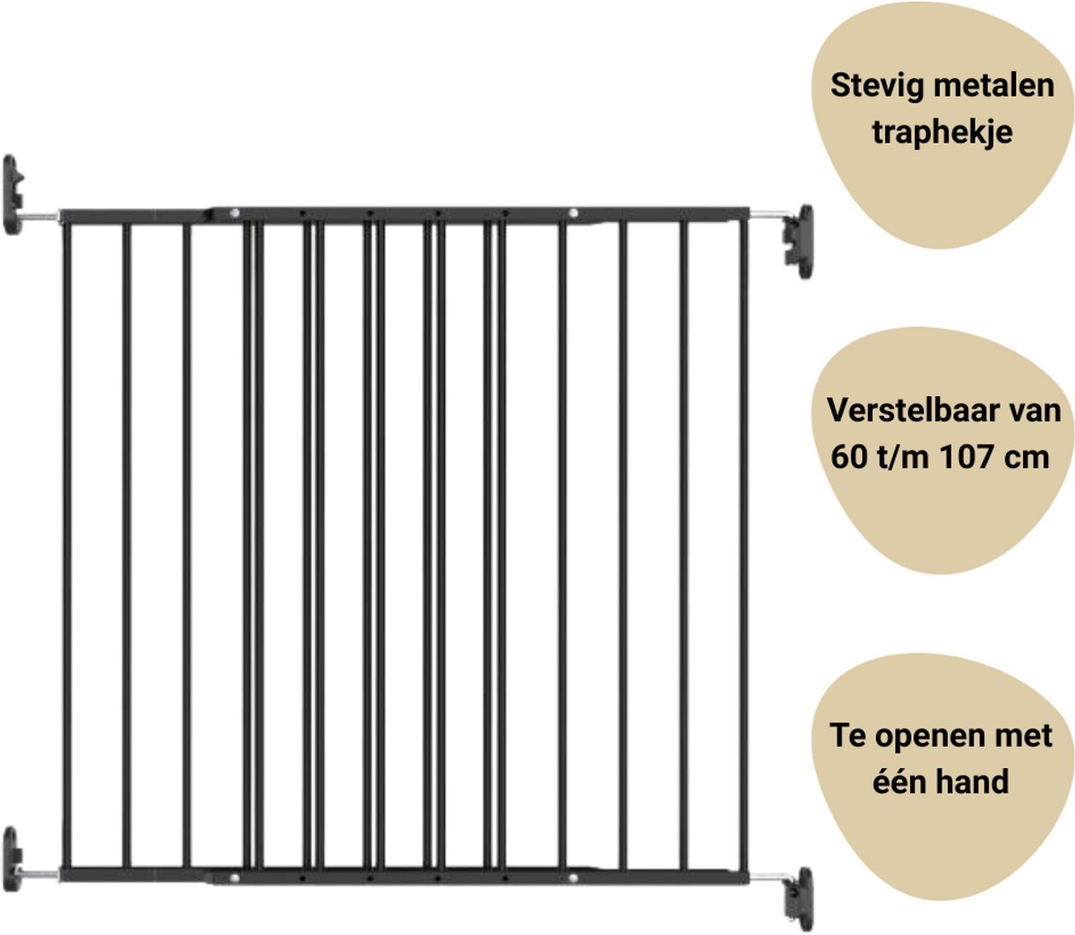 Bol.com Baaloo Traphek Powerfix - Metaal - Zwart - 60-107 cm aanbieding