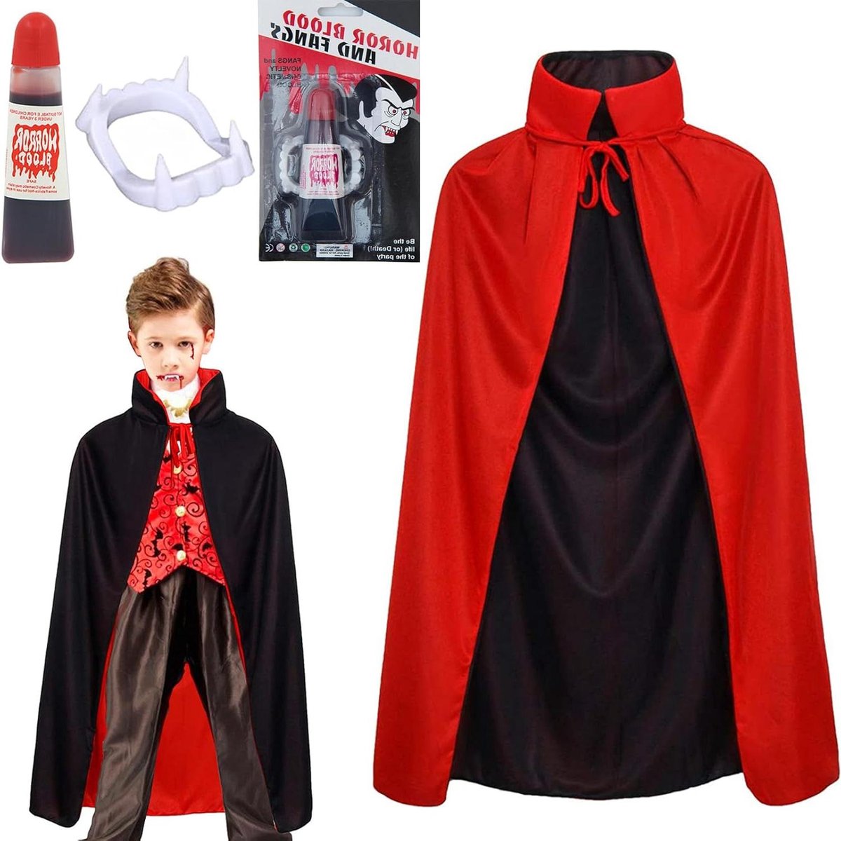 Allecta - Halloween Kostuum Vampier Kinderen Jongens Dracula Cape Mannen - Feestkleding Voor Jongens en Mannen