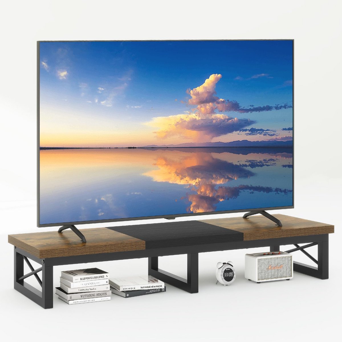 Grote TV-verhoger voor 32-60 inch TV met opslag en stalen poten