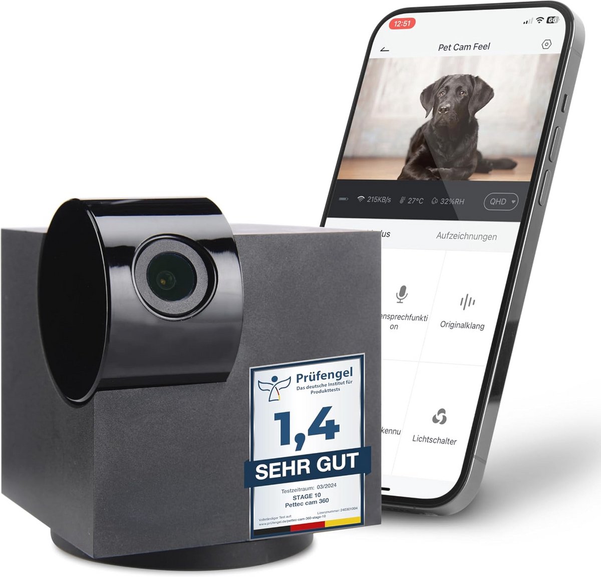Full HD 360° WiFi Huisdiercamera met Nachtzicht en Geluidsherkenning