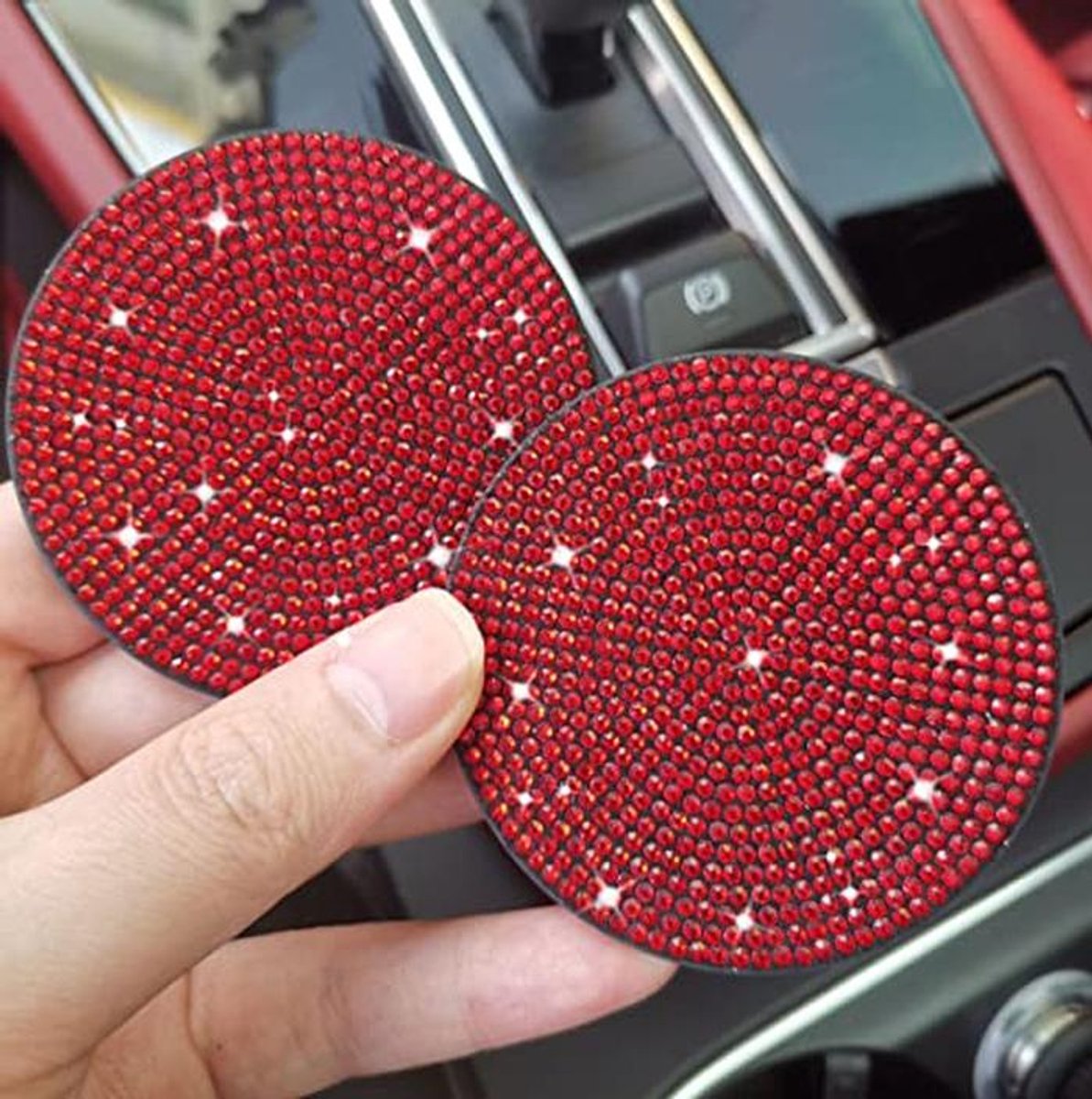 Bling auto bekerhouder onderzetter 2 stuks - 7 cm anti-slip schokbestendig