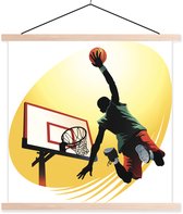 basketteur mince de côté dans une illustration assiette école lattes plates vierges 90x90 cm - Tirage photo sur poster textielposter (décoration murale salon / chambre)