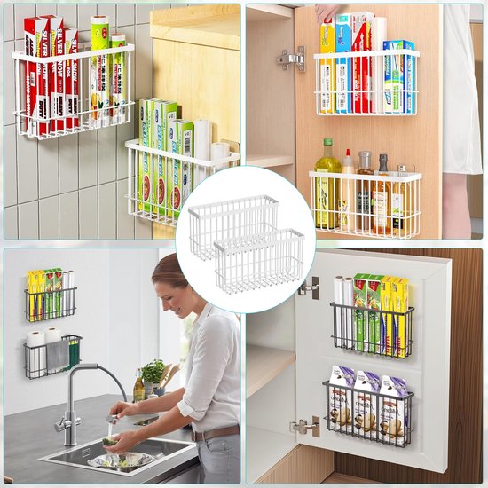 Witte Dussdote 4-pack - Keukendeur opbergdozen - Zelfklevend