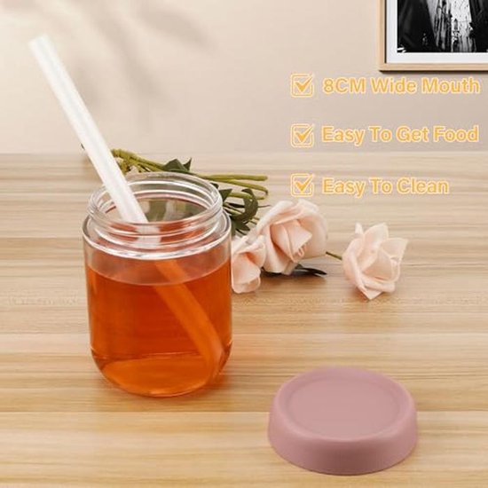 Yoghurtglazen met deksel - Glazen bewaark containers voor haver, 350 ml en 480 ml - Verpakking van 6 stuks — afbeelding 2